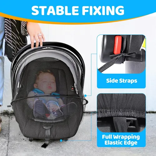 Vista 4 de Orzbow Mosquitera de bebé para asiento de automóvil Doona Funda de asiento de automóvil infantil de verano Funda de malla transpirable