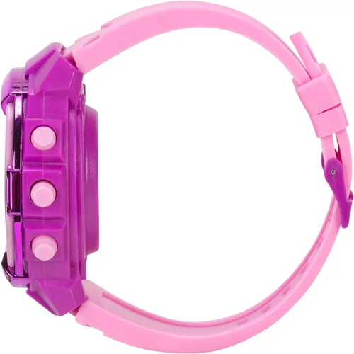 Vista 9 de That Girl Lay Lay - Reloj LCD con linterna para niños, diseño rosa y morado, pantalla digital, función iluminada, correa ajustable, construcción