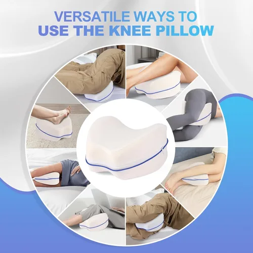Vista 5 de Almohada de rodilla para personas que duermen de lado para dolor de espalda, almohada de piernas para dormir de lado, cojín de espuma viscoelástica