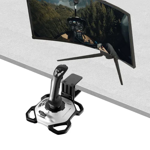Vista 5 de HUYE Metal Desk Mount Bracket Holder Compatible with Turtle Beach VelocityOne Flight Stick & Logitech G Extreme 3D Pro USB Joystick for Windows