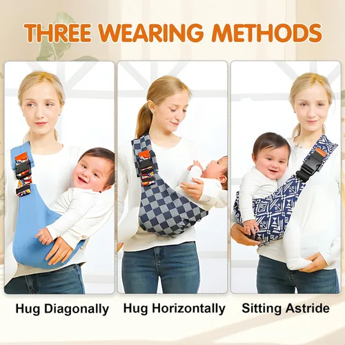 Vista 4 de Portador de Eslinga para Bebé, Portabebés para Niños Pequeños, Portabebés 2025 Actualizado con 4 Correas Ajustables (4.5-13.6 kg), Ligero, Portátil
