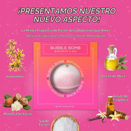 Vista 4 de Bombas de jabón para baño de burbujas, Pastel de cumpleaños