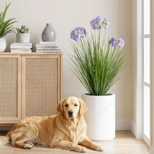 Vista 14 de Ttranewsoo Plantas artificiales de césped alto con macetas de 47 pulgadas, 1 paquete de césped artificial de lirio de los valles, decoración de 47.2