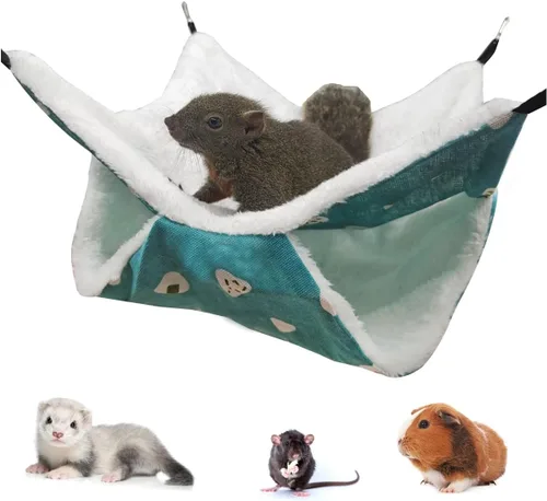 Vista 7 de LEFTSTARER Hamaca colgante para animales pequeños para mascotas, hurón, litera, jaula de juguete para hámster, rata, planeador de azúcar, loro