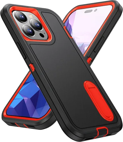 Vista 14 de IDweel Funda para iPhone 15 con soporte, protección resistente a los golpes, antiarañazos, delgada, ligera, protectora resistente, funda rígida