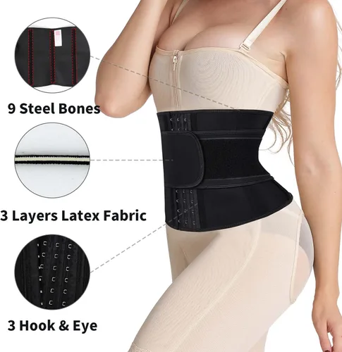 Vista 5 de Entrenadores de cintura de torso corto para mujer, corsé debajo del busto, de látex, faja deportiva de reloj de arena