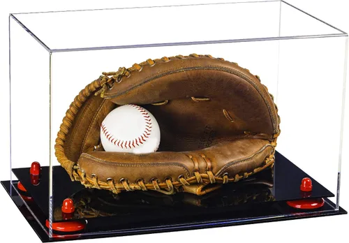 Vista 76 de Better Display Cases Vitrina de guantes de béisbol de acrílico transparente con elevadores negros (A011/V16)
