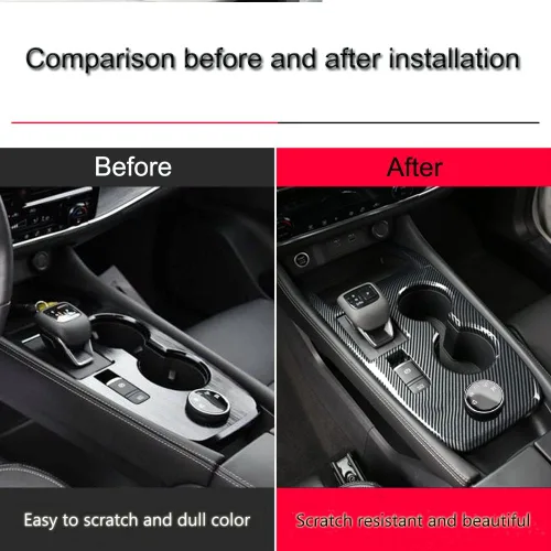 Vista 4 de XITER Perilla de Palanca de Cambios de Automóvil Estilo Fibra de Carbono Cubierta de Panel de Consola Consolas Centrales Fundas de Palanca Perillas