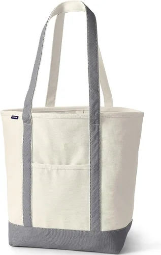 Vista 10 de Lands' End Bolso de lona abierto Natural/Azul marino radiante