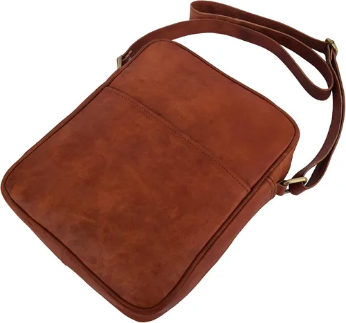 Vista 7 de Bolso bandolera de cuero vintage hecho a mano para hombres y mujeres, unisex, para adolescentes, bolso bandolera para iPadTab Mini, pequeño de 11