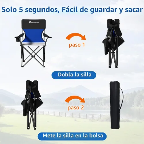 Vista 6 de Silla de camping, sillas de césped con respaldo alto de 500 libras
