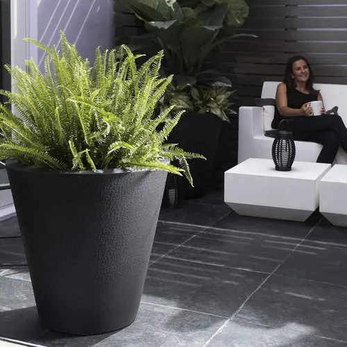 Vista 7 de Crescent Garden Maceta de autorriego para interiores y exteriores, negro caviar, 16 pulgadas, Caviar negro
