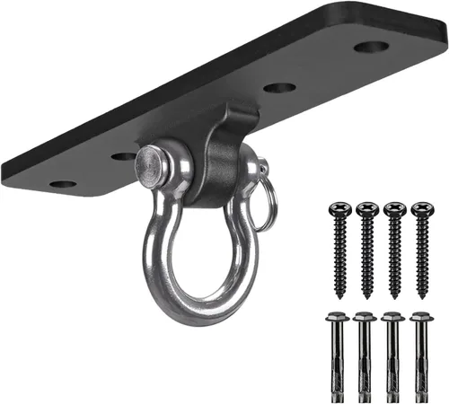 Vista 8 de Dolibest Perchas y soportes para bolsas pesadas, soporte de techo con mosquetón para entrenamiento de fuerza, yoga aéreo y bandas de resistencia