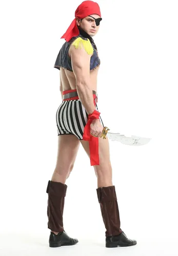 Vista 4 de URVIP Disfraz de cosplay para hombre, conjunto de lencería sexy, juego de rol, para adultos, divertido uniforme de fiesta de club nocturno