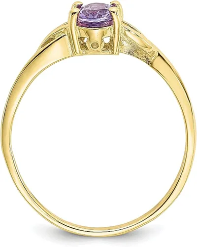 Vista 2 de Anillo de oro amarillo de 10 quilates con piedra natal de amatista morada tamaño 700 de piedra de febrero joyería fina para mujeres regalos