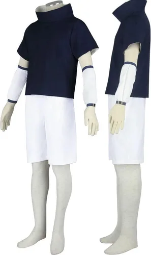 Vista 3 de Leaves Village Ninja Uchiha Sasuke - Disfraz de cosplay para adultos, disfraz de festival para niños, disfraz para niños, el mejor regalo