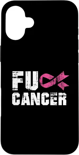 Vista 23 de iPhone 16 Fuck Cancer Survivor Gift Distressed Pink Ribbon Awareness Case