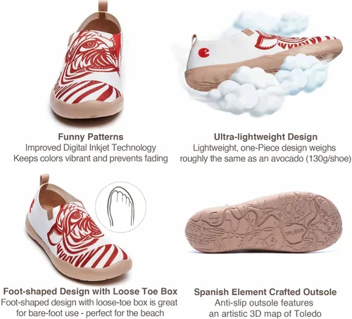 Vista 7 de UIN Mocasines pintados para hombre, zapatos de viaje sin cordones, zapatos de lona para caminar, casuales, ligeros, cómodos, a la moda, Toledo