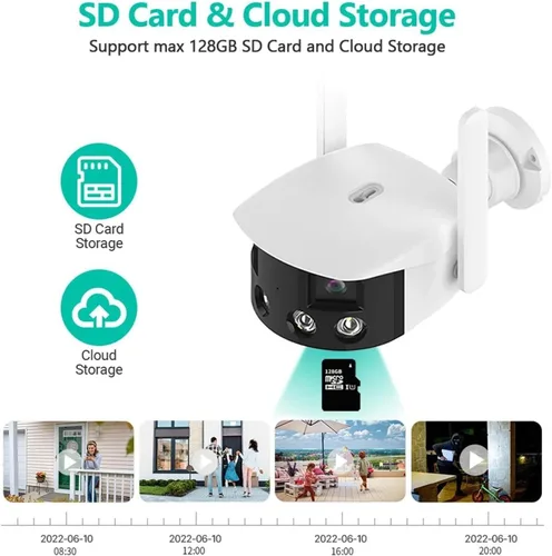 Vista 6 de Cámara IP de seguridad para exteriores WiFi de doble lente 4K AU.