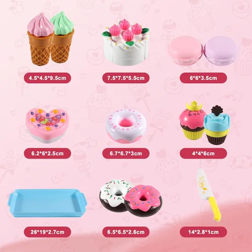 Vista 5 de Elitoky Juego de comida de postres para jugar - Comida para niños - Juego de comida para niños - Juego de simulación de corte de postres, pastel