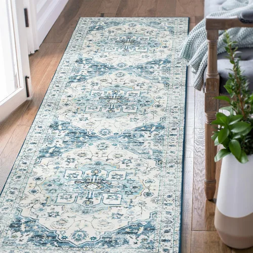 Vista 59 de jinchan Alfombra de Área 2x3 pies Alfombra Vintage de Entrada Lavable Bohemia Tapete Interior para Puerta Medallón Floral Tapete Pequeño para Puerta