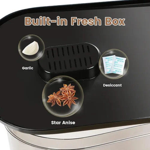 Vista 6 de SYNCVIBE Dispensador grande de arroz de 22 a 25 libras, dispensador de cereales, contenedor de almacenamiento de alimentos con taza medidora, Negro