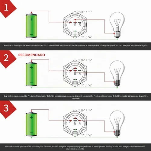 Vista 7 de APIELE - Interruptor de botón de encendido de pestillo de 16mm, 12 V CC, carcasa negra con cabeza de ojo de ángel LED para orificio de montaje
