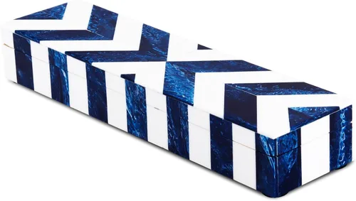 Vista 16 de Handicrafts Home Organizador para joyas y caja de almacenamiento, cajas decorativas para mujer y chicas, para envoltura, estampado de cheurón blanco