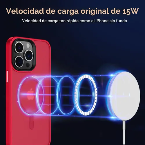 Vista 7 de MOCCA - Funda magnética a prueba de golpes para iPhone 14 Pro Max, color Rojo