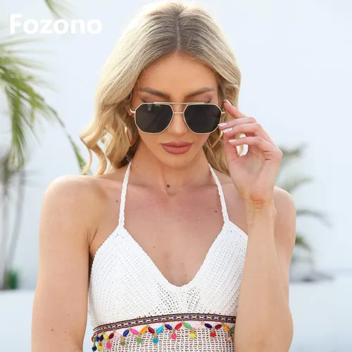 Vista 3 de Fozono Square Polarized Sunglasses for Women and Men Polygon Mirrored Lens Trendy Sunglasses