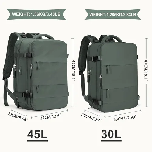 Vista 3 de coowoz Mochila de viaje grande para mujeres y hombres, mochila de mano, mochila de senderismo, impermeable, mochila deportiva al aire libre, mochila