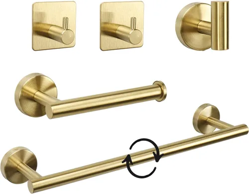 Vista 8 de TocTen Juego de 4 piezas de accesorios de baño, juego de barra de toalla de mano de acero inoxidable grueso, incluye soporte para toallas de baño