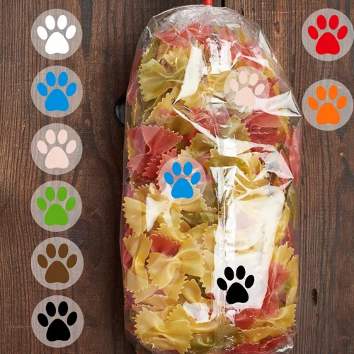 Vista 6 de Calcomanías de Huellas de Patas de Oso, Calcomanías Redondas Transparentes de 1.5" con Línea de Perforación (500 PCS, Naranja)