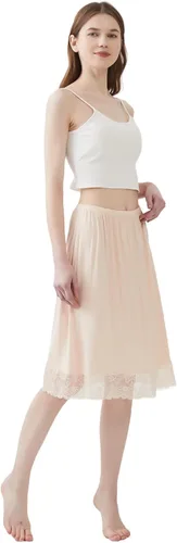 Vista 6 de Paquete de 3 medias faldas de encaje para debajo de los vestidos, falda para mujer, antiestática, medio deslizante