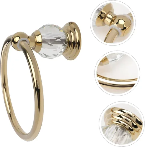 Vista 3 de DOITOOL Toallero colgante de acero inoxidable, gancho de latón, soporte de toalla de mano dorado, soporte para toallas de baño, toallero