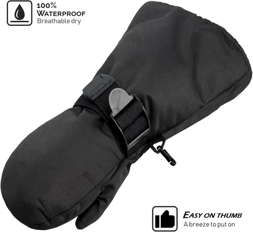 Vista 2 de HIGHCAMP Guantes de invierno para niños y niñas, guantes de nieve impermeables con correa de permanencia