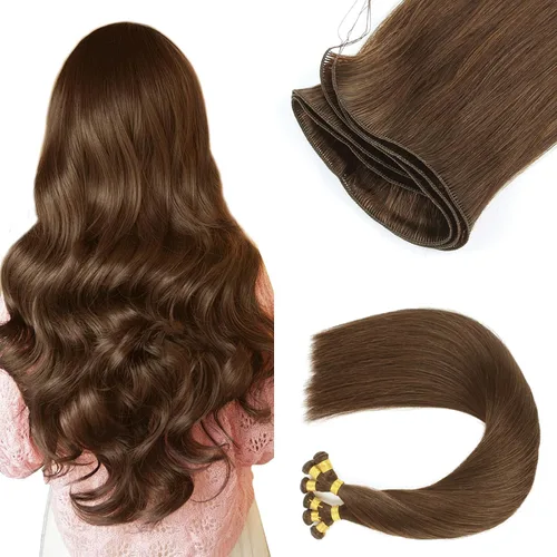 Vista 11 de ABH AMAZINGBEAUTY HAIR Extensiones de cabello humano Remy real para coser, atadas a mano, color negro azabache de 18 pulgadas, para mujer, 1.76 onzas