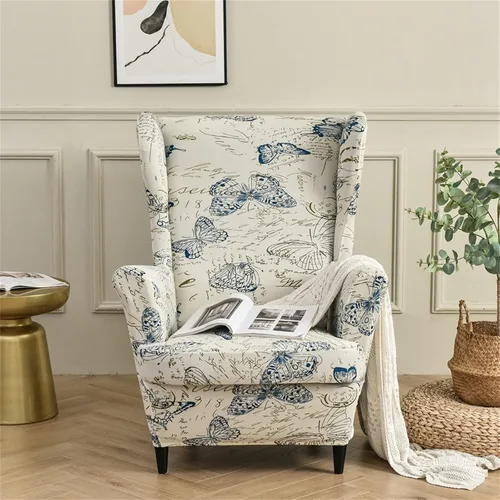 Vista 148 de Eco-Ancheng Funda para silla Wingback, 2 piezas, respaldo de ala, fundas de elastano para sillón con respaldo de ala, fundas para sillón con parte