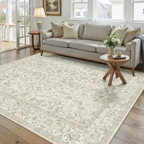 Vista 68 de PureCozy Alfombra de área beige de 2 x 3 pulgadas, lavable, vintage, pequeña, para entrada, cocina, suave, retro, floral, de pelo bajo, tapete