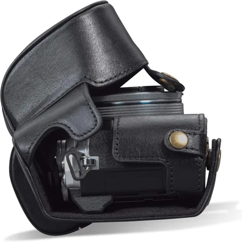 Vista 3 de MegaGear MG1932 Ever Ready - Funda de piel auténtica para cámara compatible con Olympus OM-D E-M10 Mark IV, color negro