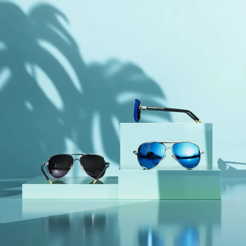 Vista 3 de ROCKNIGHT Lentes de sol polarizados estilo aviador para hombres y mujeres, lentes de sol con parte superior plana de metal, ligeras