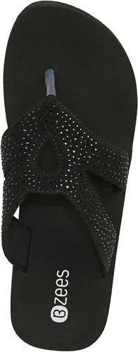 Vista 7 de BZees Sandalias Rio para mujer, Brillante negro