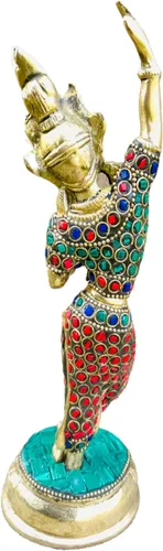 Vista 2 de Estatuas de tara verde de latón con acabado de piedra, estatuas de tara verde tibetano curativas, deidad budista tibetana de 9 pulgadas, estatuas