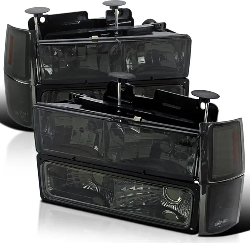 Vista 11 de SPEC-D TUNING Faros delanteros negros + luces de parachoques + luces de esquina Compatibles con 1994-1998 Chevy C/K 1500 2500 3500 Tahoe Suburban