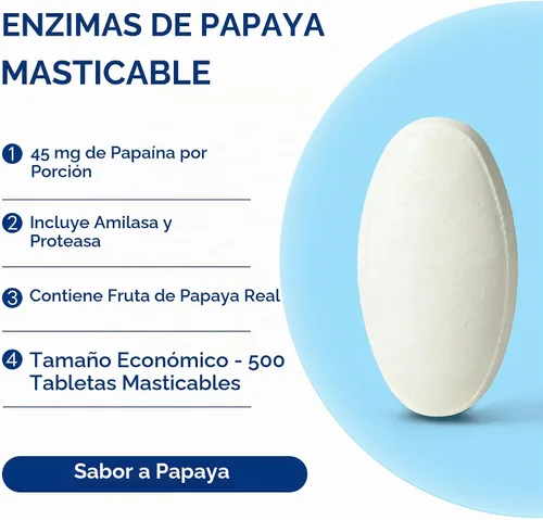 Vista 3 de Vitamina World Papaya Enzimas masticables, 500 tabletas