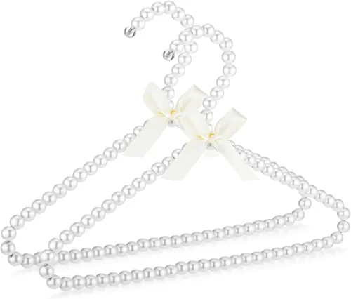 Vista 9 de Threan Rosa 12 piezas de perchas de ropa con cuentas de perlas mini con cuentas de perlas pequeñas de metal con cinta, estándar para niños, bebés