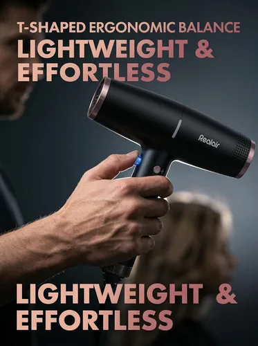 Vista 7 de Secador de pelo iónico profesional Realair® con difusor • Secador de iones negativos • Adecuado para todo tipo de cabello • Control inteligente