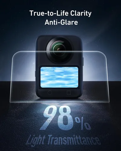 Vista 5 de TELESIN Osmo - Protector de pantalla 360 (paquete de 2), película de pantalla LCD de vidrio templado para DJI Osmo 360 con Ultra HD, dureza 9H