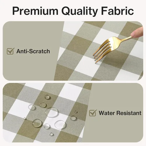 Vista 5 de Mantel a cuadros rectangular de gingham, impermeable, sin arrugas, manteles de búfalo a cuadros para mesa, lavables para comedor, fiestas y picnic