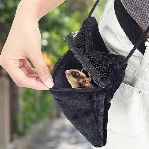 Vista 2 de Sweetude 2 bolsas de transporte para planeador de azúcar, transpirable, bolsa de transporte suave para hámsteres con cremallera para correa